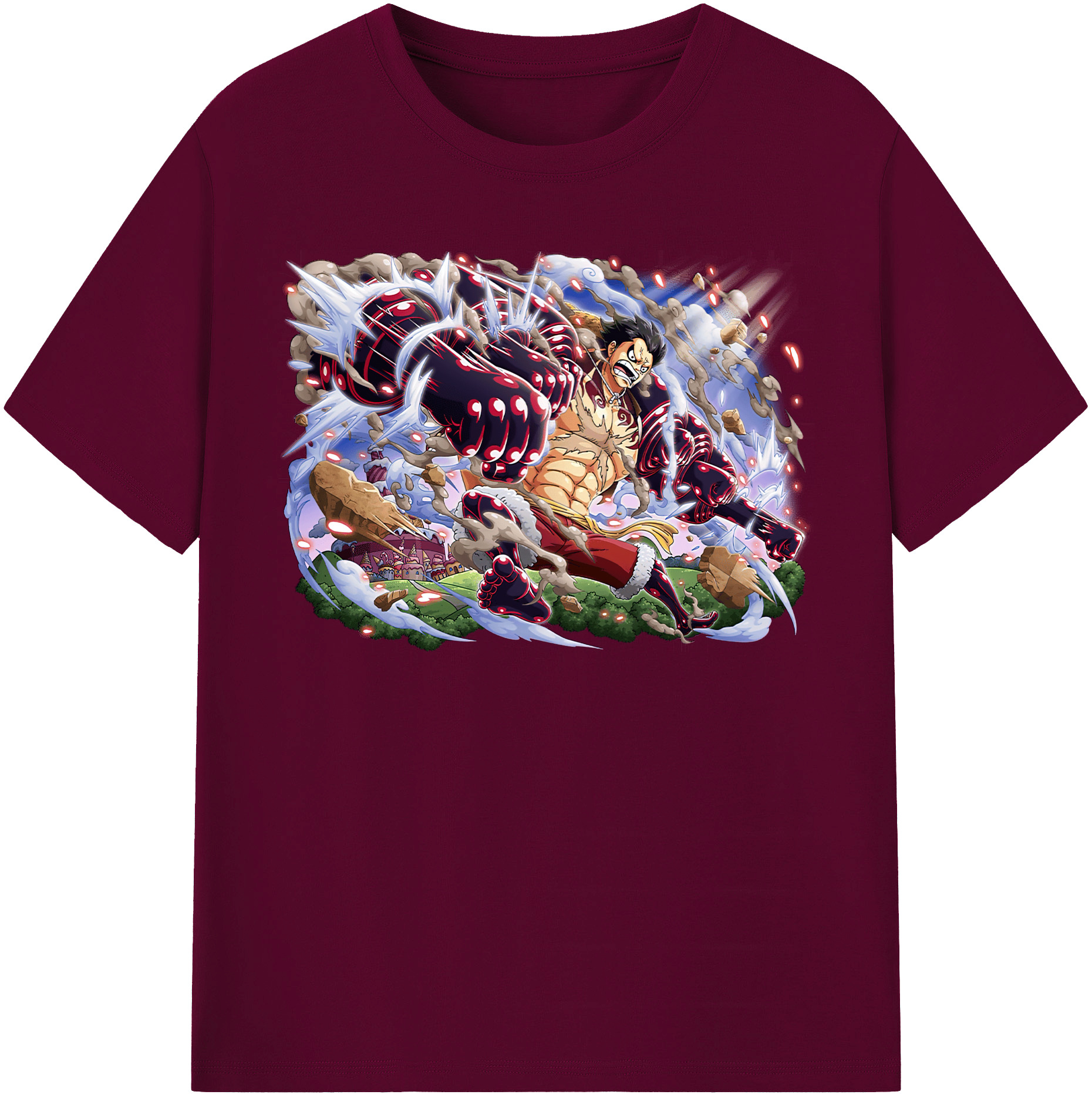 ワンピース モンキー・D・ルフィ ONE PIECE Monkey D. Luffy レディースカジュアルプリントTシャツ（綿100％）